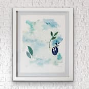 "Botanical no.2" - Original Painting in blue by Jocelyn Elizabeth