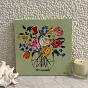 "Floral Mini 81" - Original Painting in multicolor by Neena Buxani