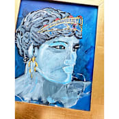 "Aphrodite, Godess of Love, in Blues" - Original Painting in blue by Green Barn Studio