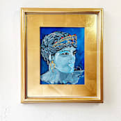 "Aphrodite, Godess of Love, in Blues" - Original Painting in blue by Green Barn Studio