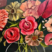 "Floral Mini 77" - Original Painting in black by Neena Buxani