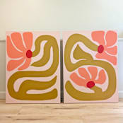 "Bloom Together - Set of 2 Original Acrylic Paintings" - Original Painting in multicolor by Kate Sowinski
