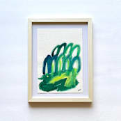 "Bunnyland " - Original Painting in green by bari wieselman schulman