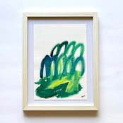 "Bunnyland " - Original Painting in green by bari wieselman schulman