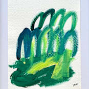 "Bunnyland " - Original Painting in green by bari wieselman schulman