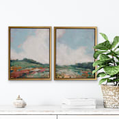 "Flower Meadow" - Original Painting in green by Wendy Keller