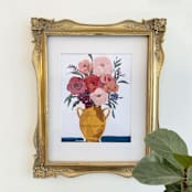 "Vintage Blooms" - Original Painting in multicolor by Teju Reval