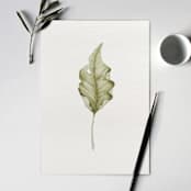"Fallen Leaves 07" - Original Painting in green by Angele Kamp
