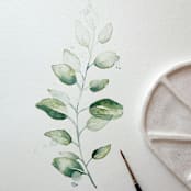 "Eucalyptus branch" - Original Painting in green by Angele Kamp