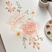 "Floral Bouquet 01" - Original Painting in pink by Angele Kamp