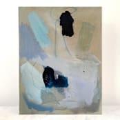 "Just Another Beautiful Battleship Gray Day" - Original Painting in blue by Nicole Simms