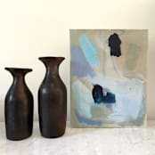 "Just Another Beautiful Battleship Gray Day" - Original Painting in blue by Nicole Simms