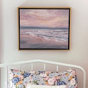 "Coastal Sunset Original Framed Canvas Painting" - Original Painting in multicolor by Lindsay Kelly Art
