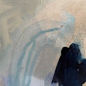 "Waterfall on an Overcast Day" - Original Painting in blue by Nicole Simms