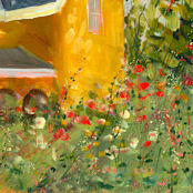 "Yellow house" - Original Painting in multicolor by Lindsay Megahed