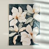 "Magnolia Grandiflora 03" - Original Painting in blue by Angele Kamp