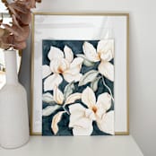 "Magnolia Grandiflora 03" - Original Painting in blue by Angele Kamp