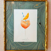 "13 x 16 Watercolor Aperol Spritz" - Original Painting in multicolorassorted-colors by Alli Stark