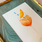 "13 x 16 Watercolor Aperol Spritz" - Original Painting in multicolorassorted-colors by Alli Stark