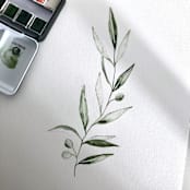 "Olive Branch 01" - Original Painting in green by Angele Kamp