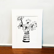 "Striped Vase" - Original Painting in black by Teju Reval