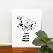 "Striped Vase" - Original Painting in black by Teju Reval