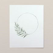 "Palm wreath watercolor painting" - Original Painting in green by Angele Kamp