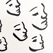 "Sumi Faces" - Original Painting in black by Mary Gaspar