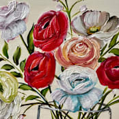 "Floral Mini 78" - Original Painting in beige by Neena Buxani