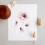 "Oriental Poppies watercolor painting 01" - Original Painting in purple by Angele Kamp