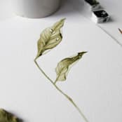 "Fallen Leaves 06" - Original Painting in green by Angele Kamp