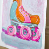 "Roller Skater Joy" - Original Painting in pink by Lucrecia Caporale