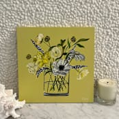 "Floral Mini 79" - Original Painting in yellow by Neena Buxani