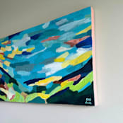 "Fluid Horizons" - Original Painting in blue by Summer Tali Hilty