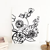 "Sumi Fleurs" - Original Painting in black by Mary Gaspar