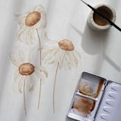 "Daisies" - Original Painting in beige by Angele Kamp
