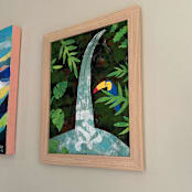 "Enchanted Cascade" - Original Mixed Media in blue by Summer Tali Hilty