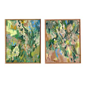 "Tea In The Garden Painting Pair" - Original Mixed Media in green by Jessalin Beutler