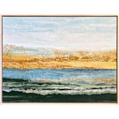 "Sunlit Bay Landscape" - Original Mixed Media in yellow by Lara Eckerman