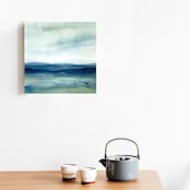"WinterFlow" - Original Mixed Media in blue by Roberta Hoiness Art