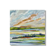 "Sunlight Marsh" - Original Mixed Media in blue by Johanne Dziemian