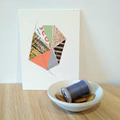 "Stitched Geode 2" - Original Mixed Media in multicolor by christy dehoog johnson