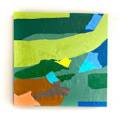 "Shape Toss" - Original Mixed Media in green by Jessalin Beutler