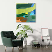 "Shape Toss" - Original Mixed Media in green by Jessalin Beutler