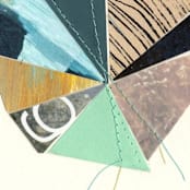 "Stitched Geode 8" - Original Mixed Media in blue by christy dehoog johnson
