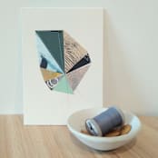 "Stitched Geode 8" - Original Mixed Media in blue by christy dehoog johnson