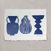 "Fete" - Original Mixed Media in blue by Maja Cunningham