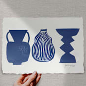 "Fete" - Original Mixed Media in blue by Maja Cunningham