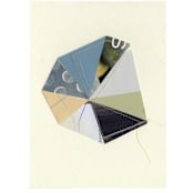 "Stitched Geode 3" - Original Mixed Media in blue by christy dehoog johnson