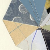 "Stitched Geode 3" - Original Mixed Media in blue by christy dehoog johnson
